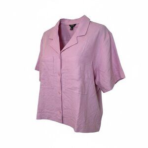 NEW Buffalo Women's Linen Blend Rose Pink Button Front Shirt Size XXL